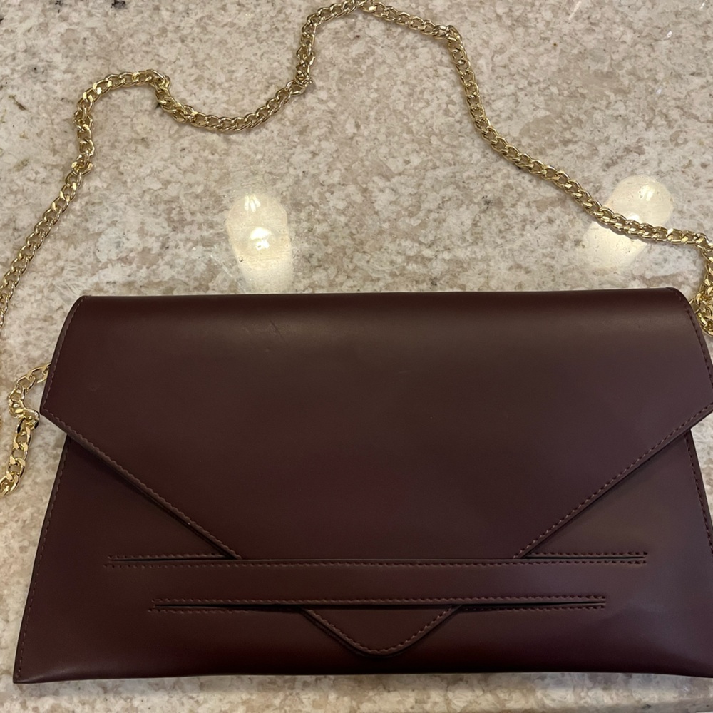 Alberta Di Canio Brown and Gold Envelope Clutch, genuine leather, made in Italy